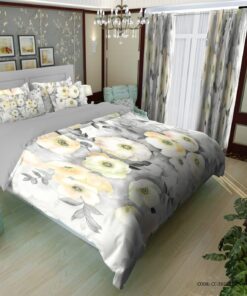 سرویس لحاف روتختی عروس طرح گل آبرنگی مدل دلارین