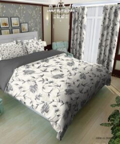 ست لحاف روتختی دو نفره طرح برگ و شاخه مدل آلان