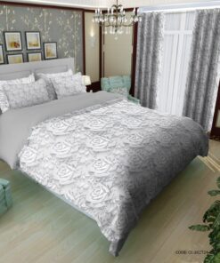 سرویس روتختی دو نفره  طوسی طرح گل مدل یاسمن