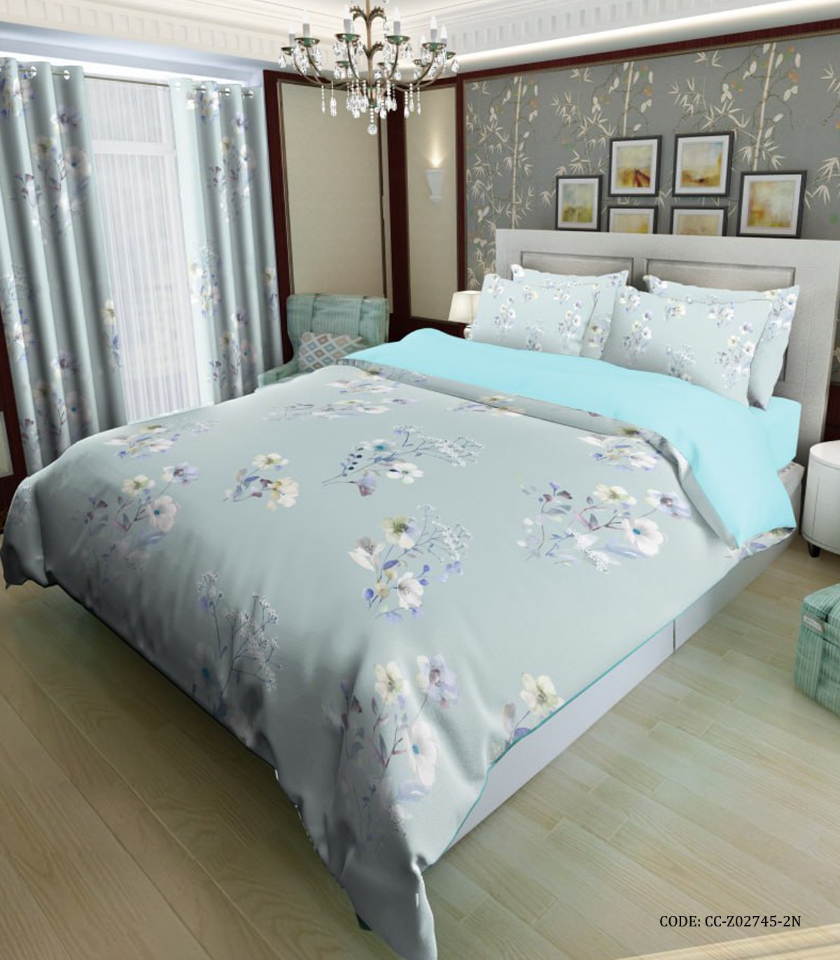 سرویس روتختی با لحاف دو خت دار دو نفره گلدار مدل افشان