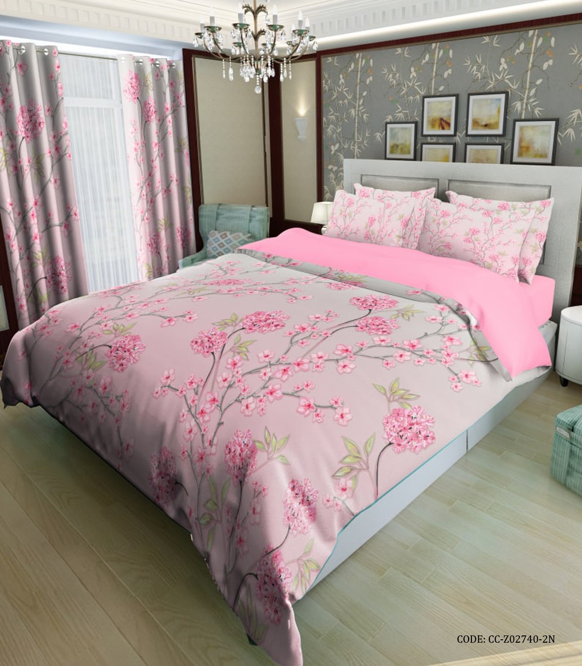 سرویس روتختی عروس رنگ صورتی طرح جوانه