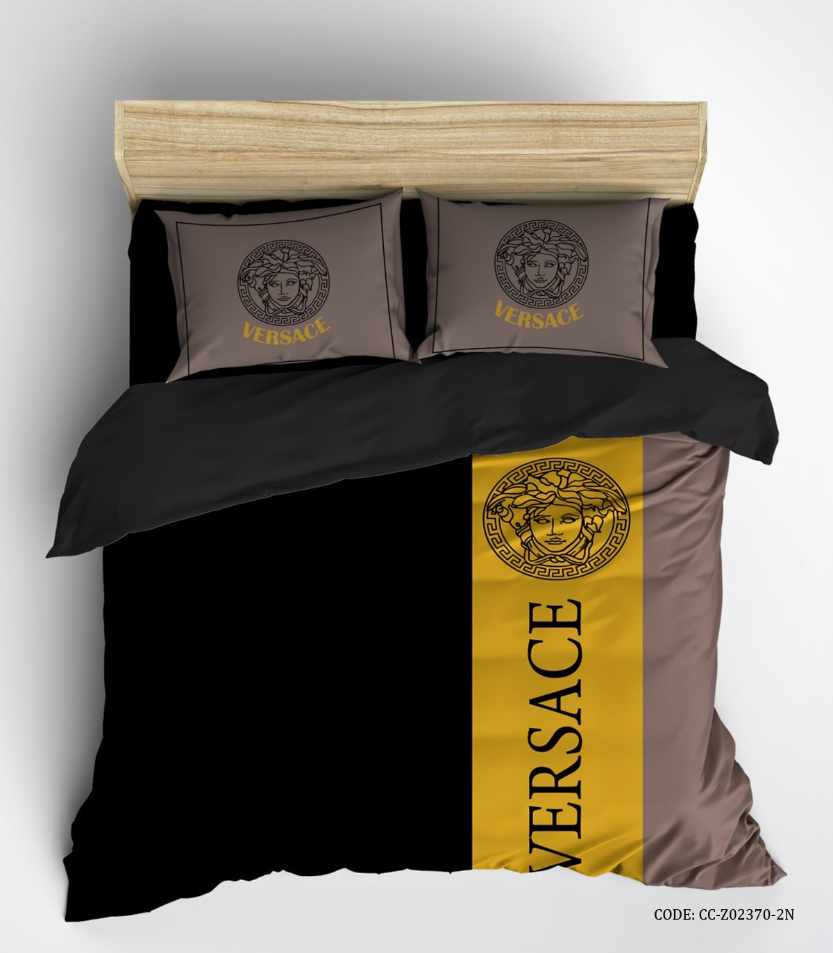 سرویس روتختی اسپرت مشکی خردلی مدل VERSACE