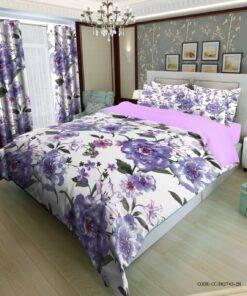روتختی دو نفره طرح گل های بنفش مدل مینا