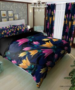 سرویس روتختی دونفره و یک نفره گلدار زمینه مشکی مدل یسنا