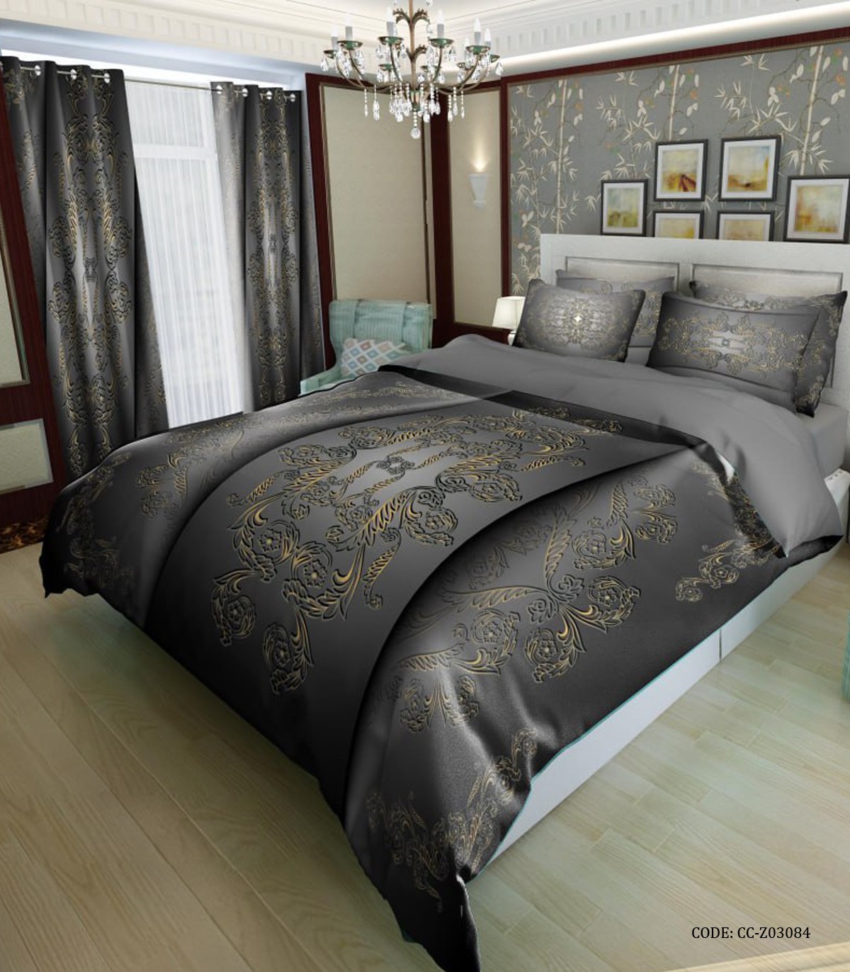 سرویس روتختی شیک دونفره طوسی طلایی مدل بهشید