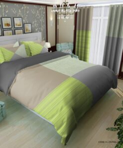 روتختی اسپرت یک نفره و دو نفره طرح چهارخونه درشت سبز طوسی