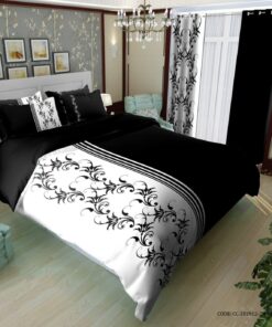 سرویس لحاف روتختی دونفره و یک نفره سفید مشکی مدل نوشین