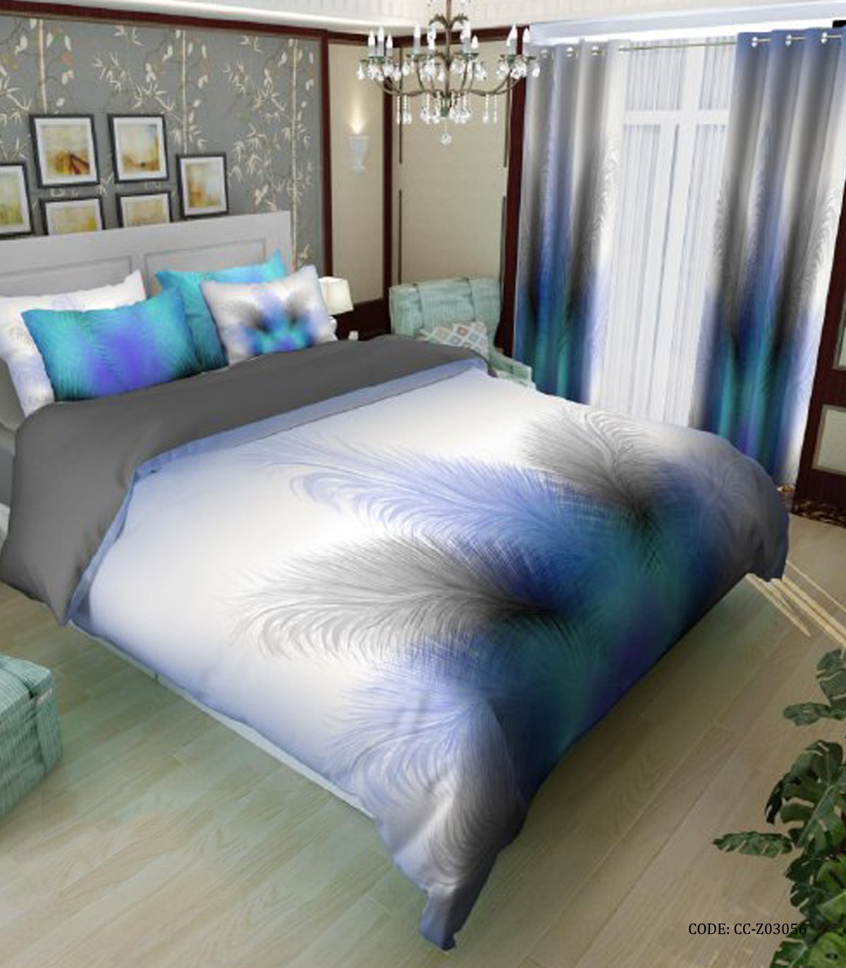 سرویس روتختی دونفره طوسی یاسی طرح پر مدل توسکا