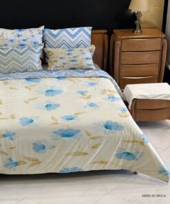 سرویس روتختی عروس دورو طرحدار کرم آبی مدل فرناز