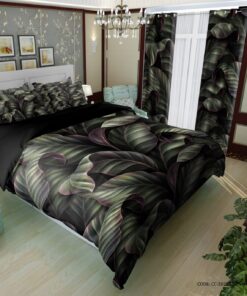 سرویس روتختی دونفره سبز مشکی طرح برگ های ابایی