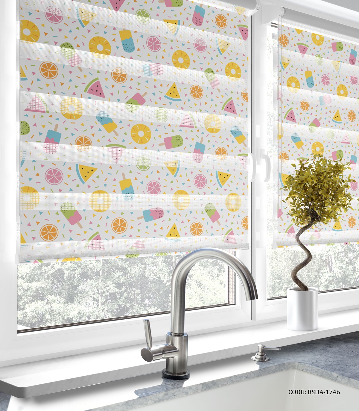 پرده زبرا آشپزخانه طرح بستنی و شیرینی