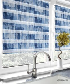 پرده زبرا آشپزخانه طرح پتینه آبی