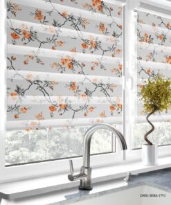 پرده زبرا آشپزخانه طرح رز رونده نارنجی