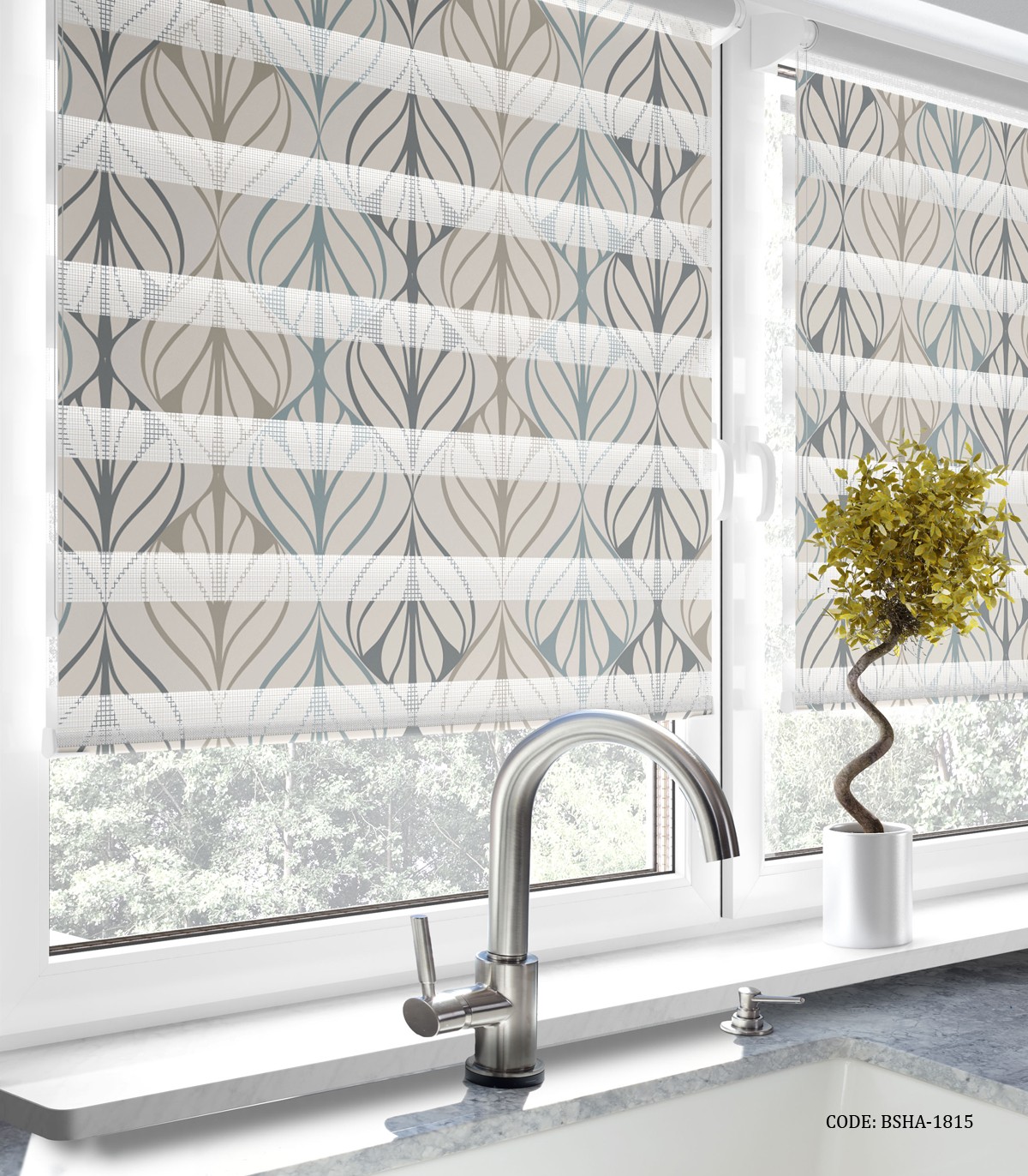 پرده زبرا آشپزخانه طرح ساده مدل هانا