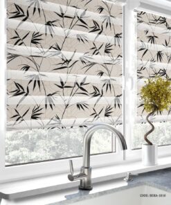 پرده زبرا آشپزخانه سفید مشکی طرح بامبو