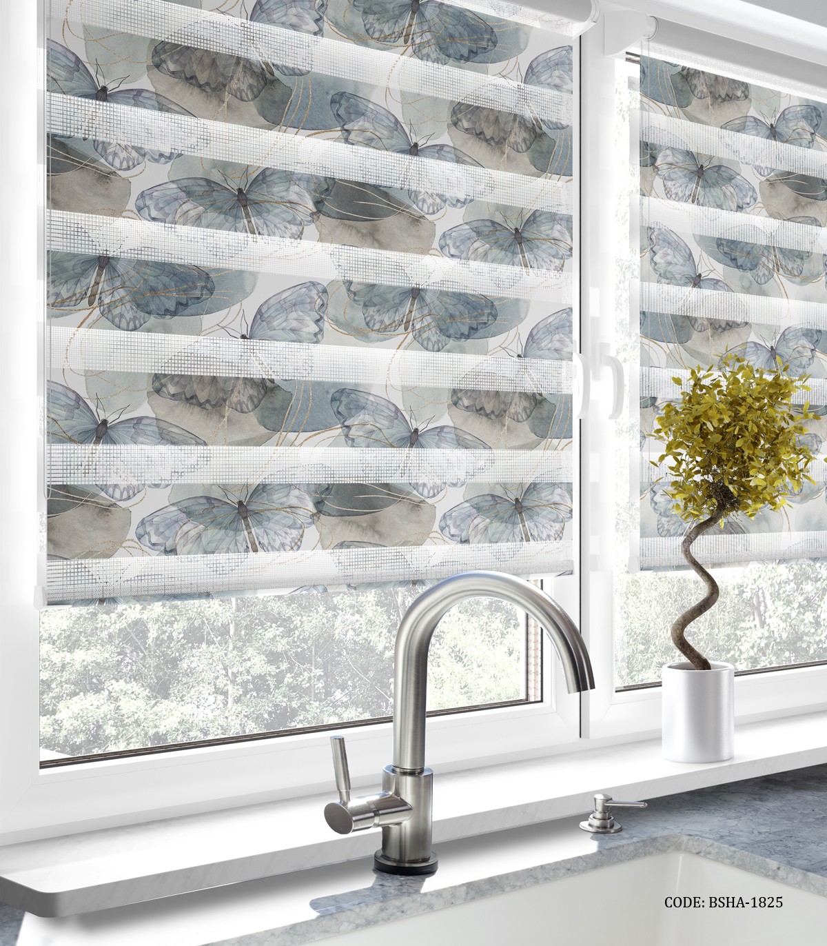 پرده زبرا آشپزخانه طرح پروانه