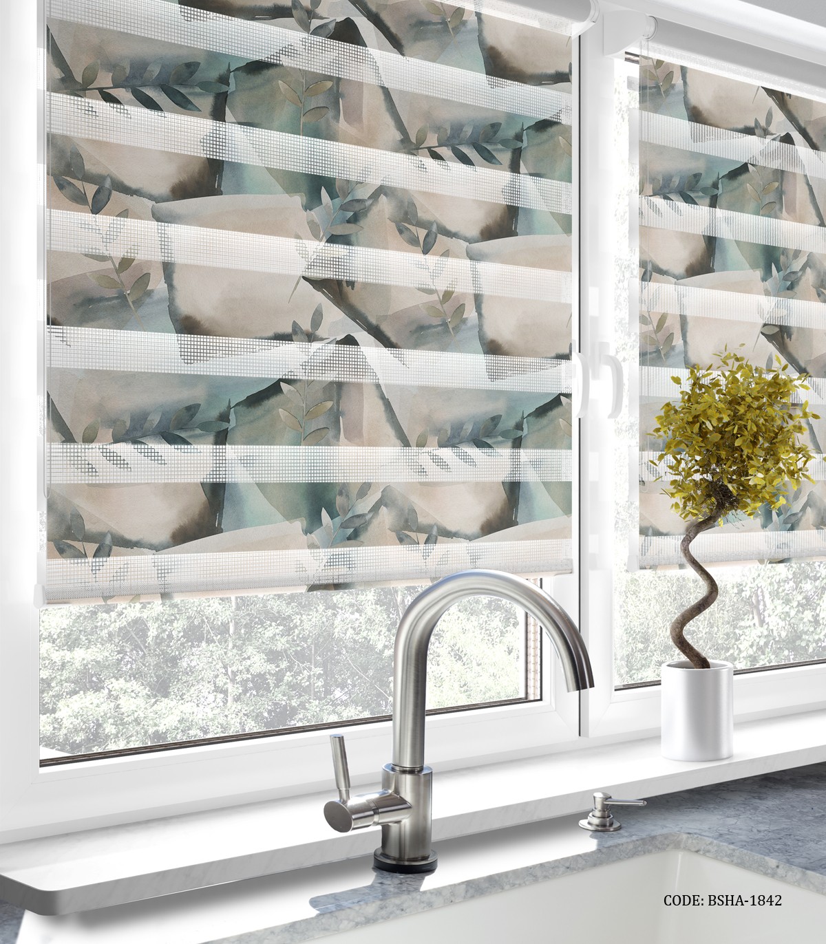 پرده زبرا آشپزخانه طرح جوانه