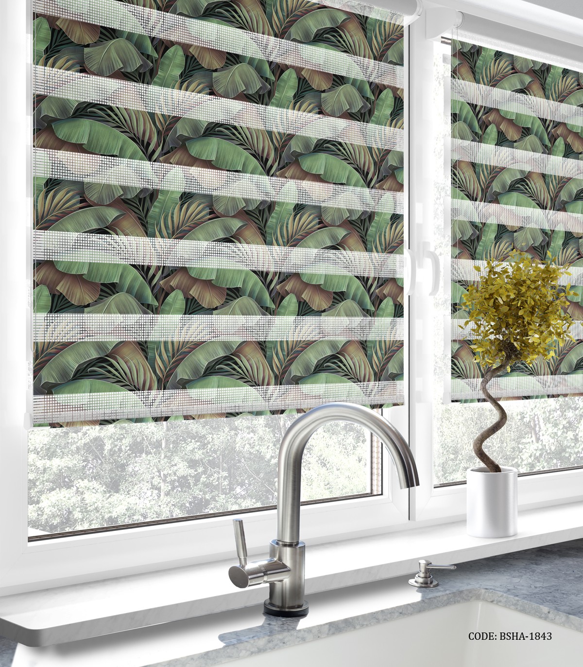 پرده زبرا آشپزخانه طرح طبیعت