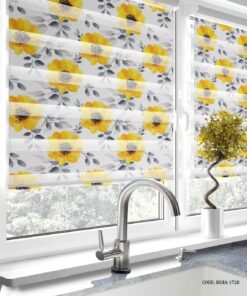 پرده زبرا آشپزخانه طرح گل های زرد