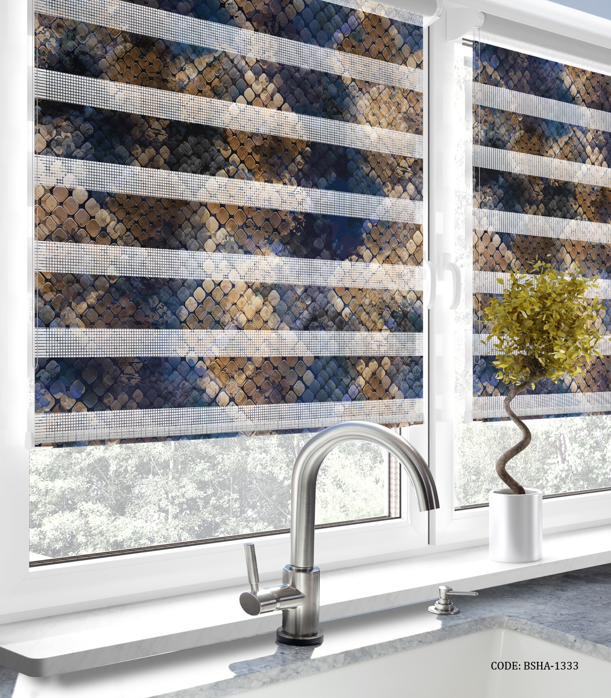 پرده زبرا آشپزخانه طرح پوست ماری مدل ماهور