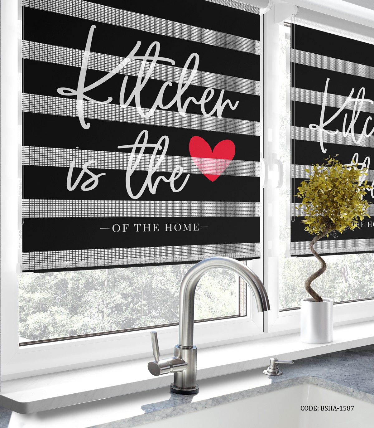 پرده زبرا آشپزخانه مشکی طرح Kitchen