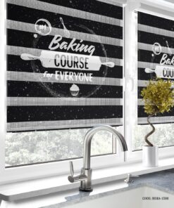 پرده زبرا آشپزخانه مشکی طرح Baking For Everyone