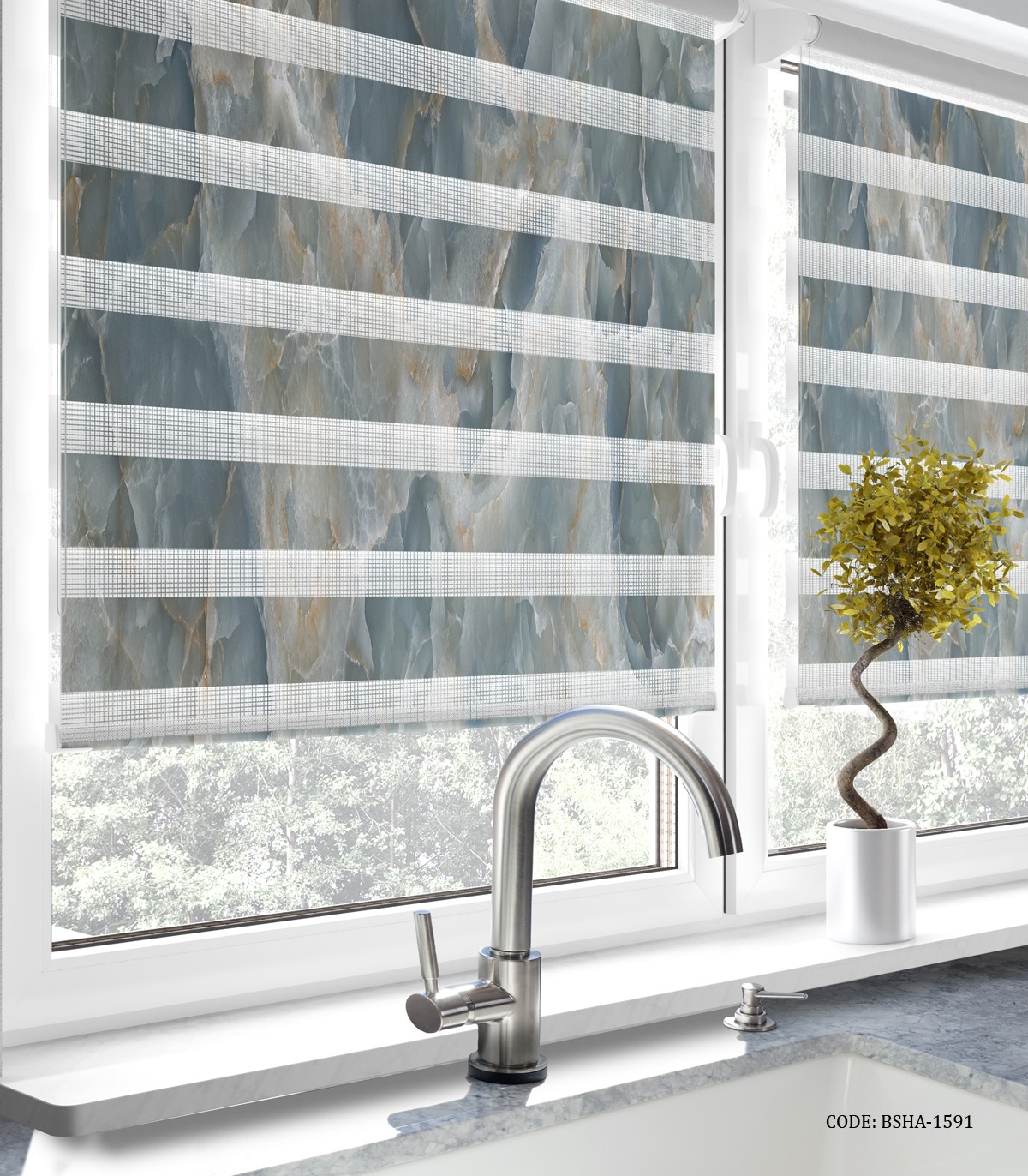 پرده زبرا آشپزخانه طرح کوهستان