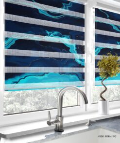 پرده زبرا آشپزخانه طرح مرمریت آبی