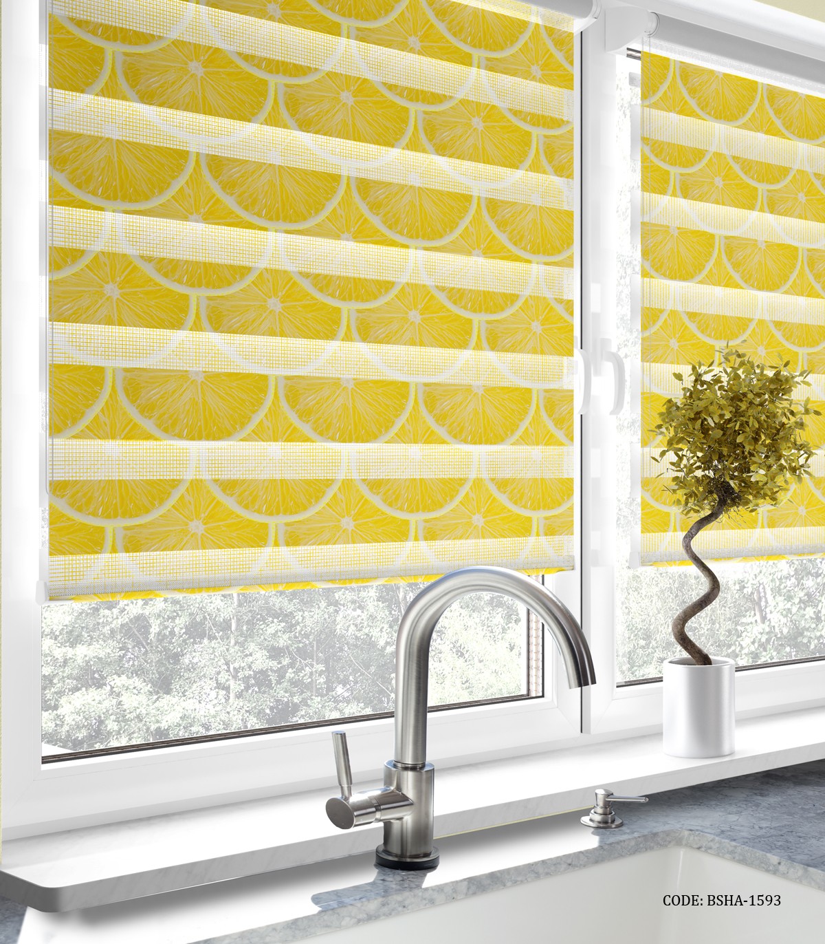 پرده زبرا آشپزخانه طرح لیمو