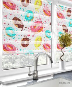 پرده زبرا آشپزخانه طرح دونات شکلاتی