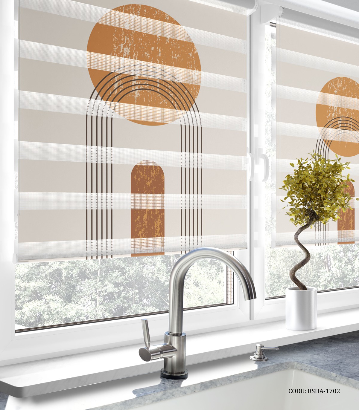 پرده زبرا آشپزخانه طرح ساده دینا