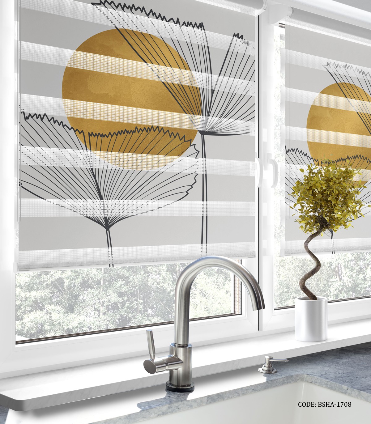 پرده زبرا آشپزخانه طرح طلوع