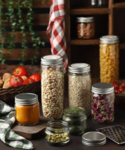 بانکه شیشه ای درب فلزی در 5 سایز