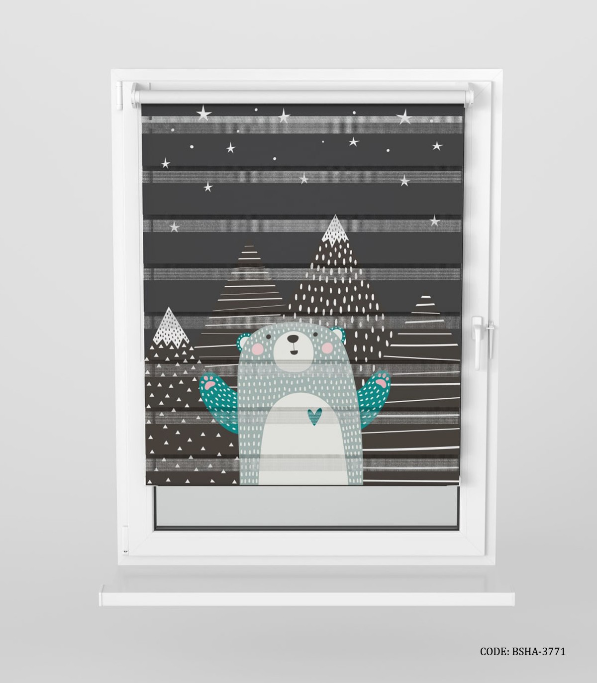 پرده زبرا اتاق کودک پسرانه طرح خرس قطبی