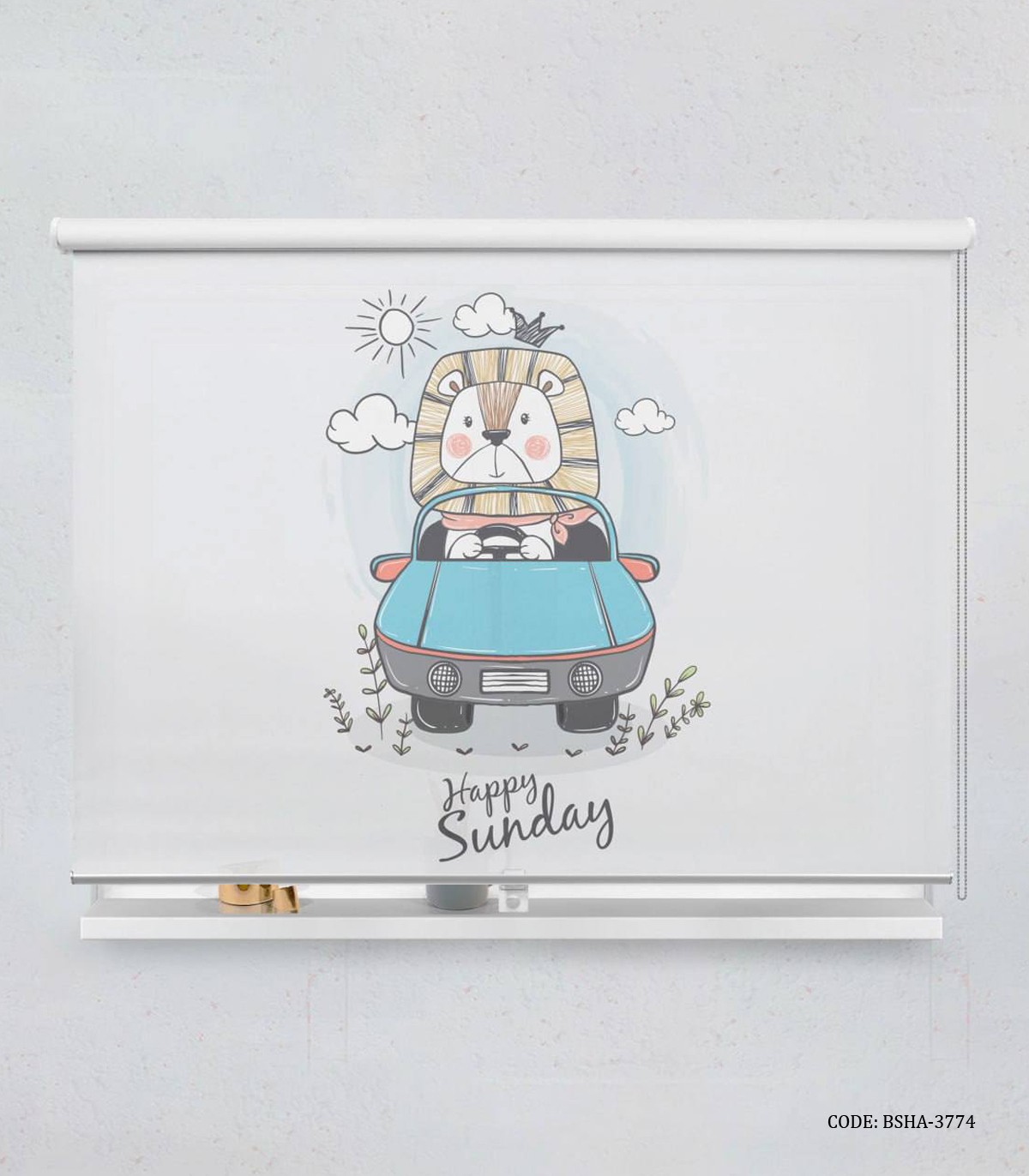 پرده شید اتاق کودک پسرانه طرح شیر مدل Happy Sunday