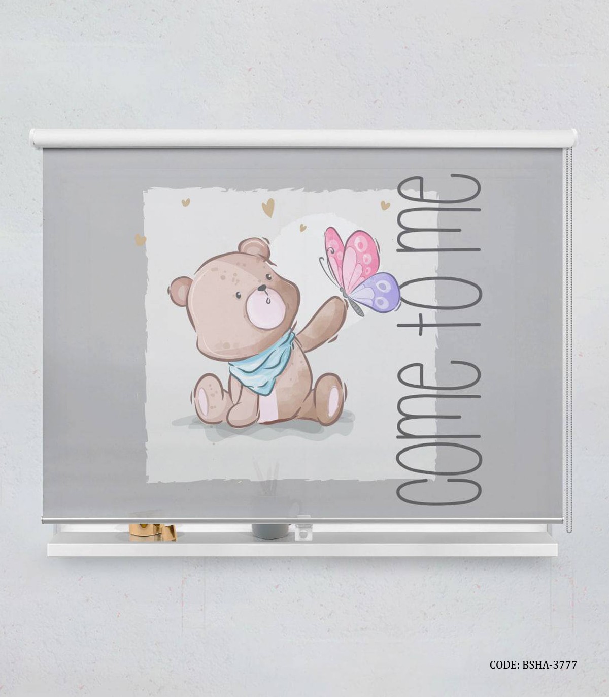 پرده شید اتاق کودک پسرانه طرح خرس مدل Come to me