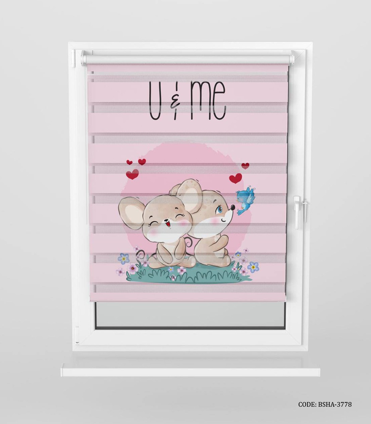 پرده زبرا اتاق کودک دخترانه طرح خرگوش مدل U Love Me