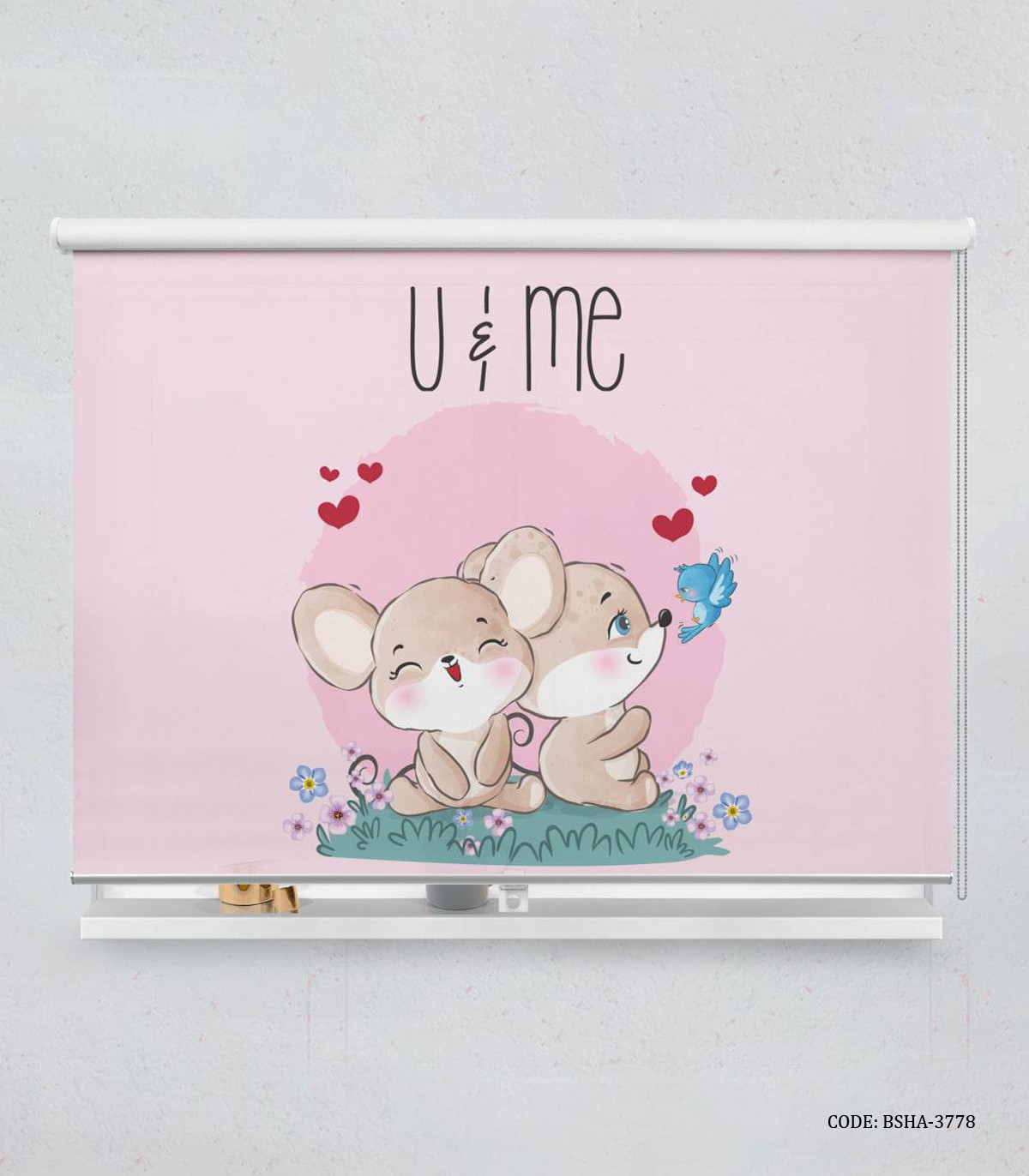 پرده شید اتاق کودک دخترانه طرح خرگوش مدل U Love Me