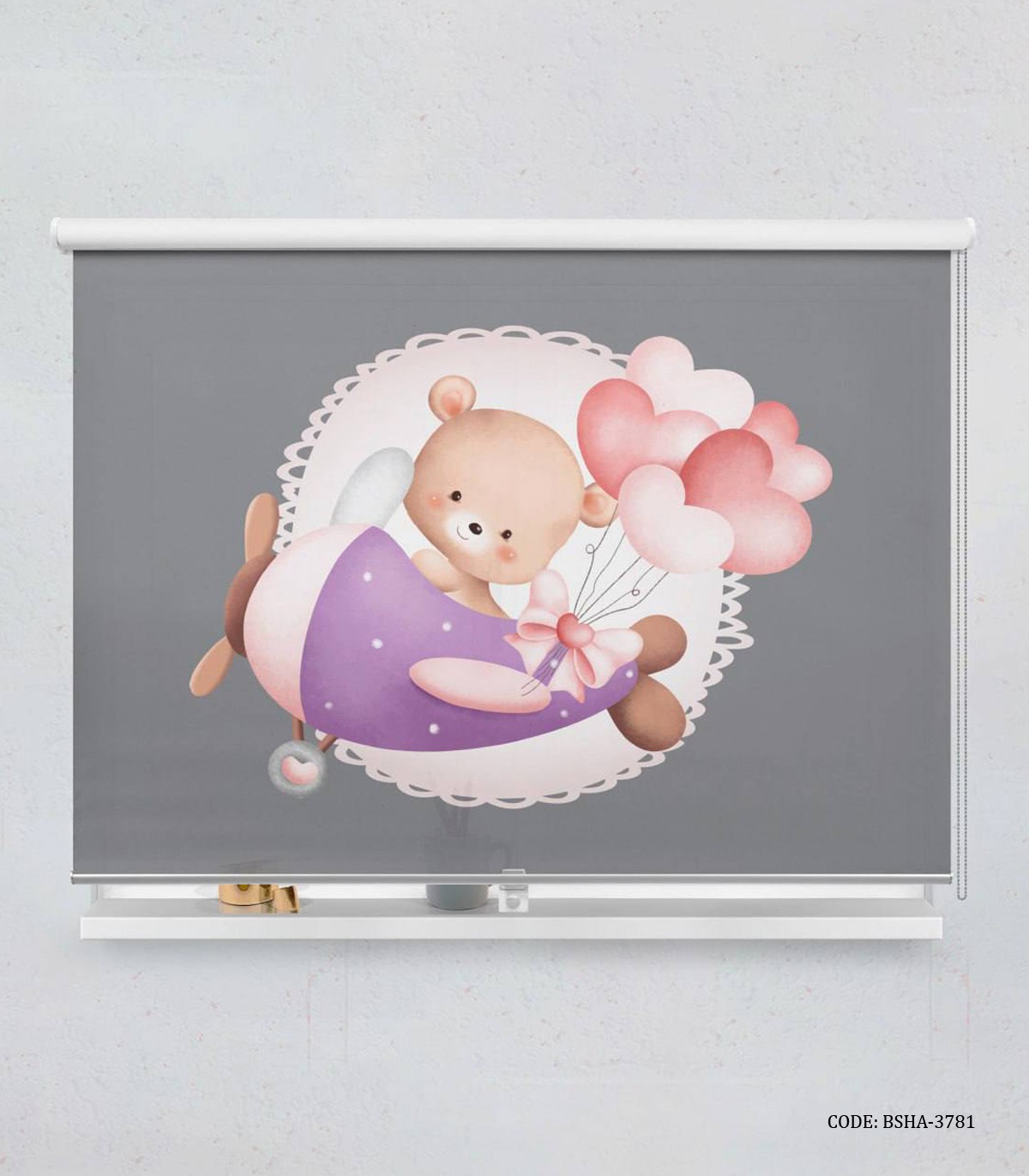 پرده شید اتاق کودک دخترانه طرح خرس مدل My Sweaty Bear