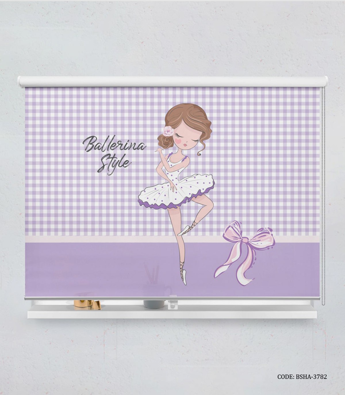 پرده شید یاسی اتاق کودک دخترانه طرح بالرین مدل Ballerina Style