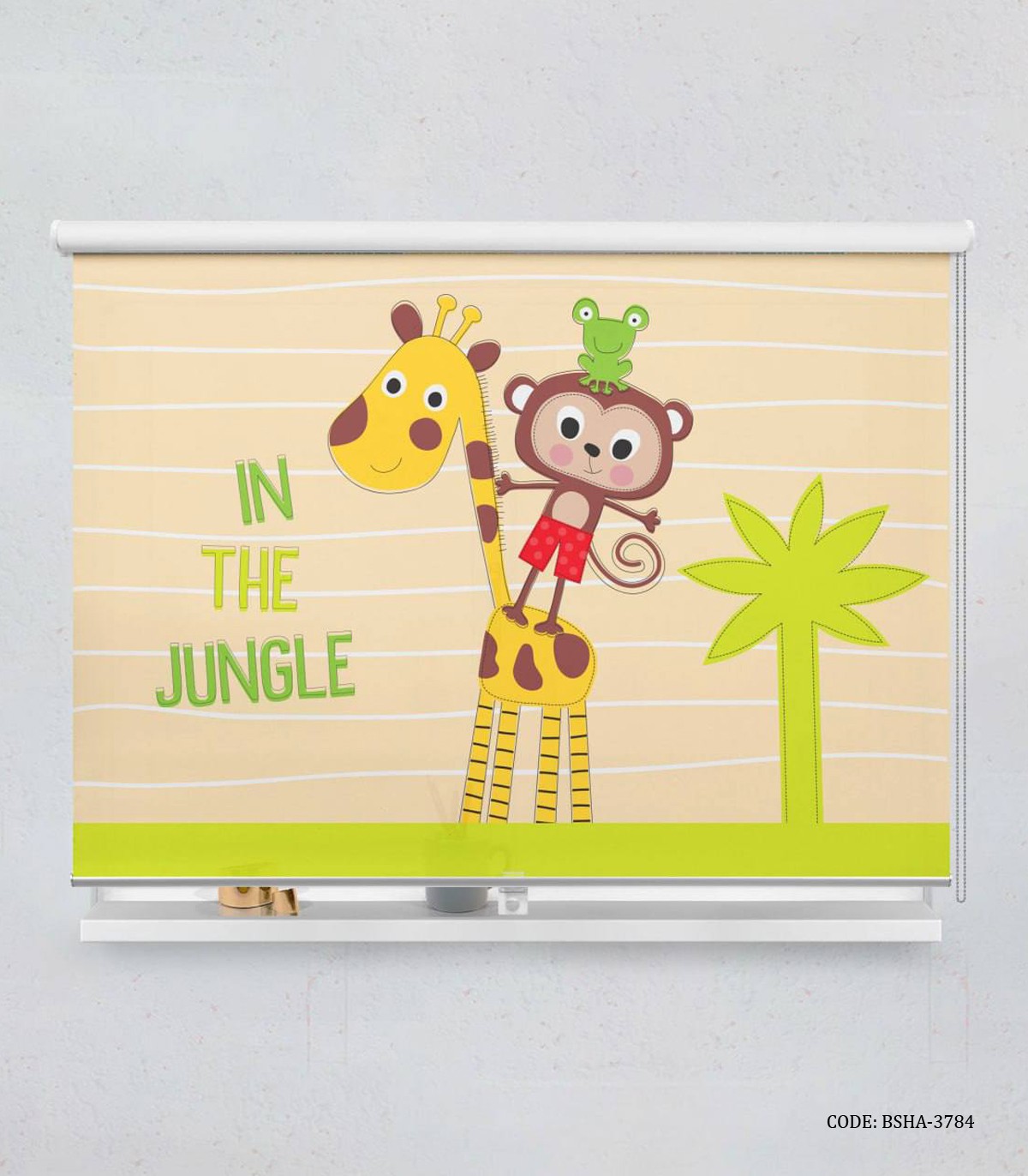 پرده شید اتاق پسرانه طرح زرافه و میمون مدل Friends Forever