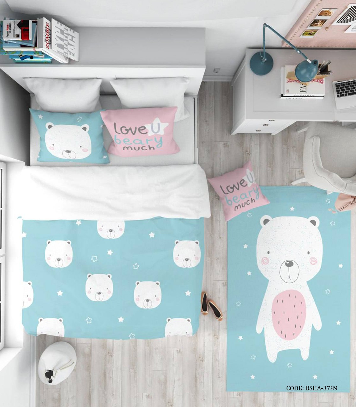 روتختی کودک پسرانه 4 تکه طرح خرس سفید  مدل beary much