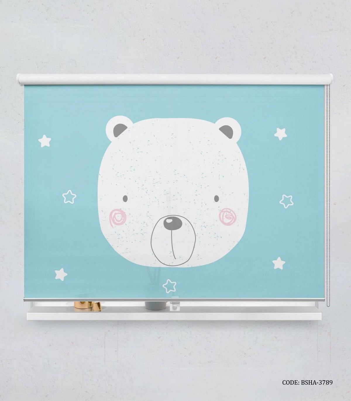 پرده شید اتاق پسرانه طرح خرس سفید  مدل beary much