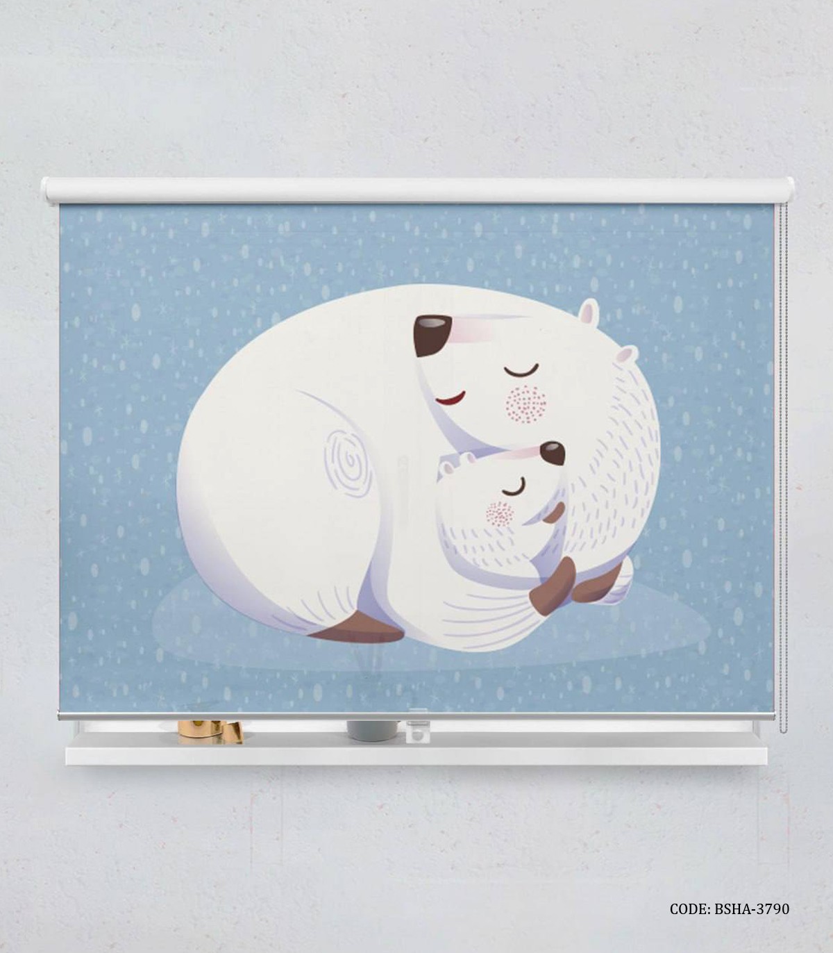 پرده شید اتاق پسرانه طرح خرس قطبی و خرگوش سفید مدل In the Pole