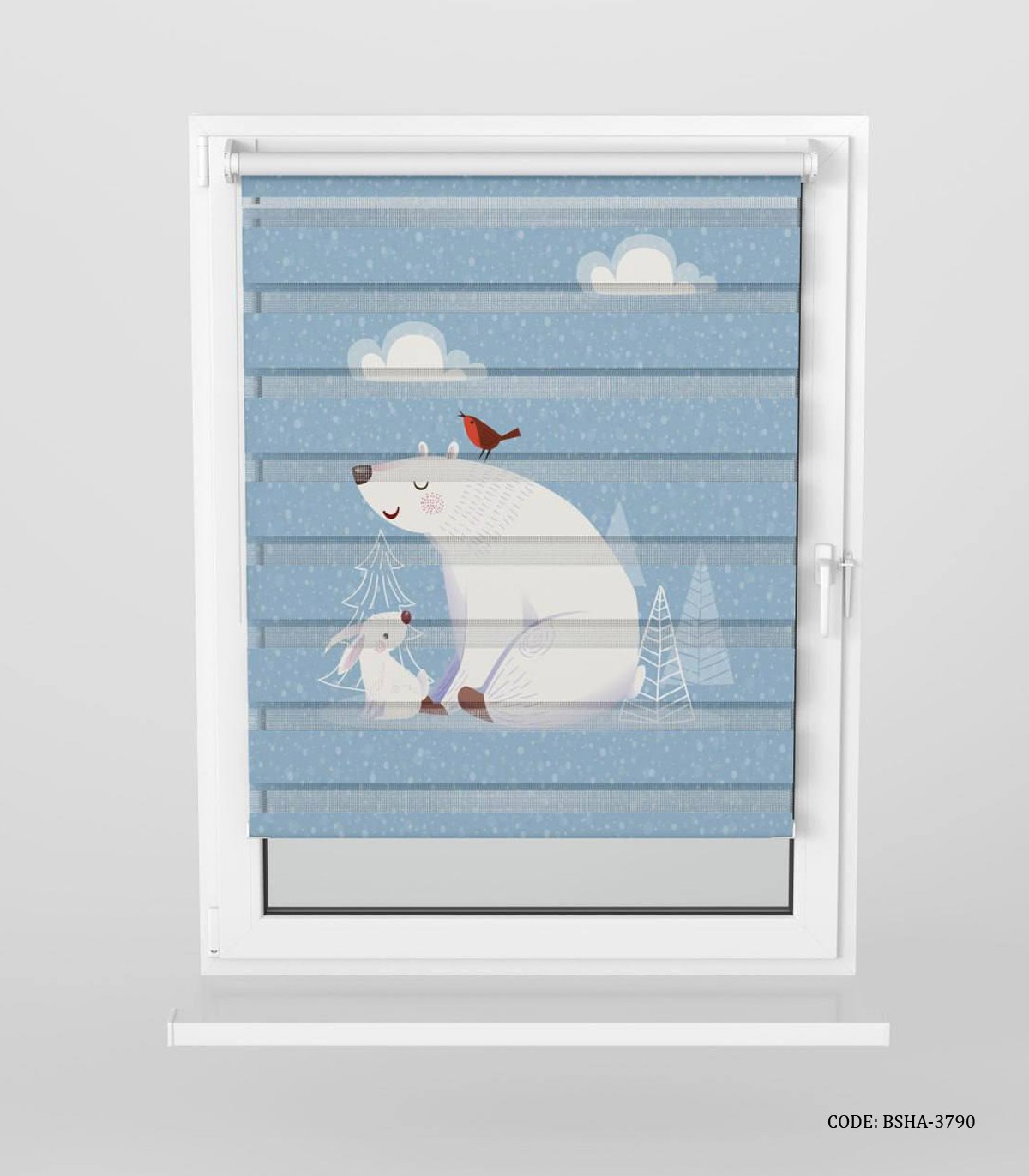 پرده زبرا اتاق پسرانه طرح خرس قطبی و خرگوش سفید مدل In the Pole