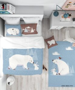 روتختی کودک پسرانه 4 تکه طرح خرس قطبی و خرگوش سفید مدل In the Pole