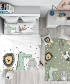 روتختی کودک پسرانه 4 تکه طرح شیر و زرافه و اسب آبی مدل King of jungle