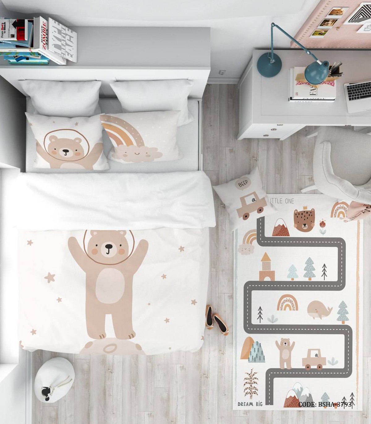 روتختی کودک پسرانه 4 تکه طرح خرس قهوه ای  مدل Space Adventure