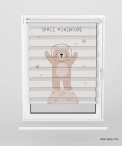 پرده زبرا اتاق پسرانه طرح خرس قهوه ای  مدل Space Adventure