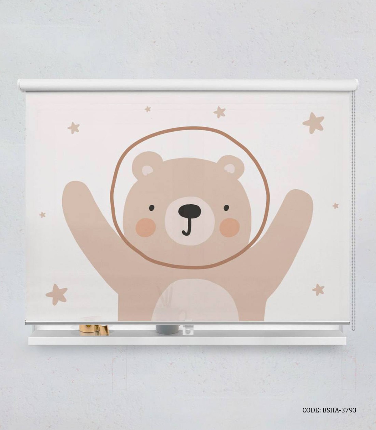 پرده شید اتاق پسرانه طرح خرس قهوه ای  مدل Space Adventure